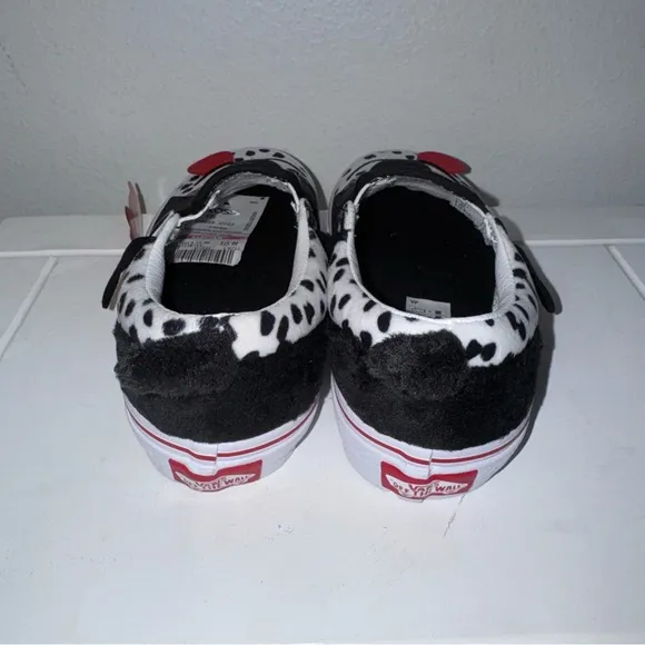 Vans dog slip-on v infant toddlers shoes black white Dalmatian Size 1 NEW