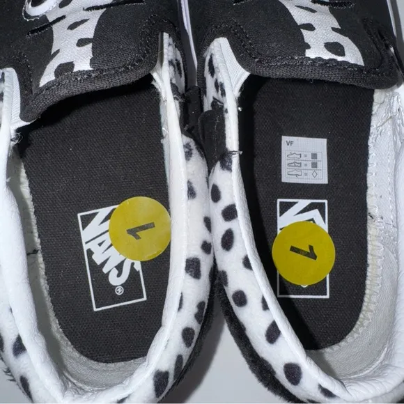 Vans dog slip-on v infant toddlers shoes black white Dalmatian Size 1 NEW