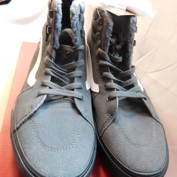 VANS Filmore Hi Sherpa Suede Pewter/Black Sneakers Youth Size 7 NEW