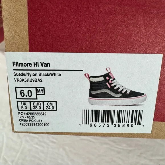Vans Filmore Hi VansGuard Black White Pink Sneakers Women Size 7.5