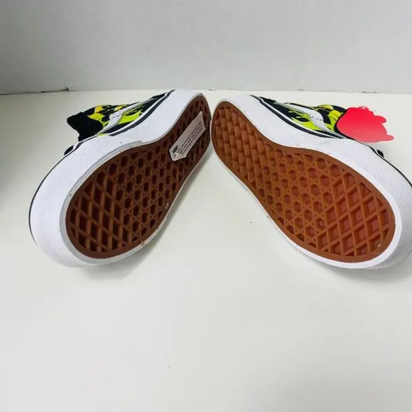 Vans Kids Sk8 Hi-Zip Sneaker Slime Flame Black/True White Size 11.5K NEW