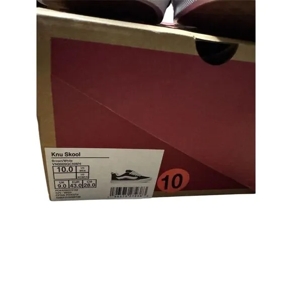Vans Knu Skool Men's Sneakers Brown White Size 10 Athletic Shoes