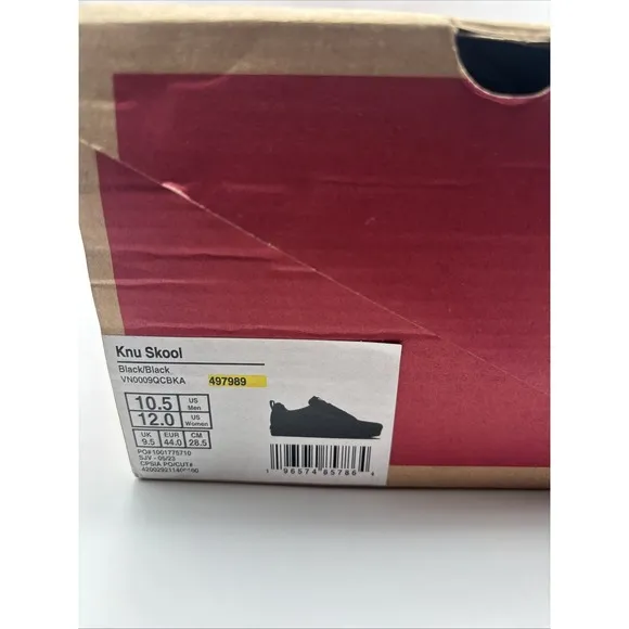 Vans Knu Skool Shoes - Black/Black - Size 10.5 - Skateboarding, Y2K - New In Box
