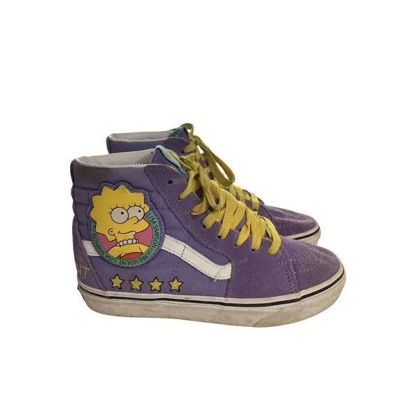 Vans Lisa Simpson unisex size kids 3.5 Women 5.0 Purple Suede Hi-Top Sneakers