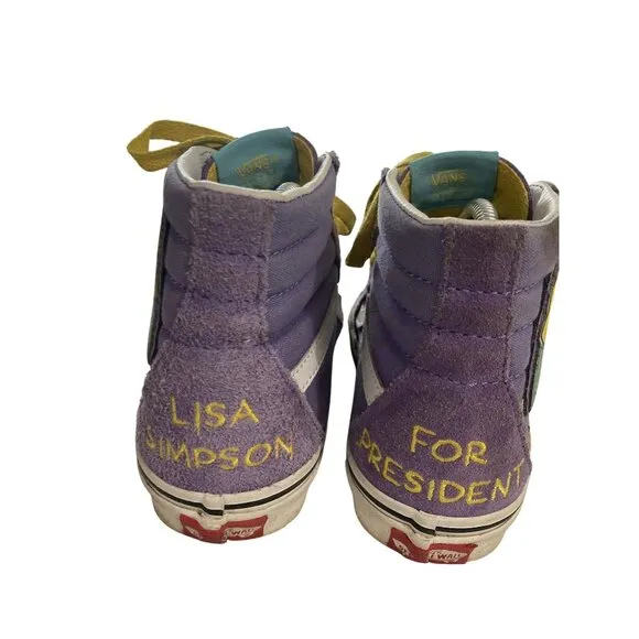 Vans Lisa Simpson unisex size kids 3.5 Women 5.0 Purple Suede Hi-Top Sneakers