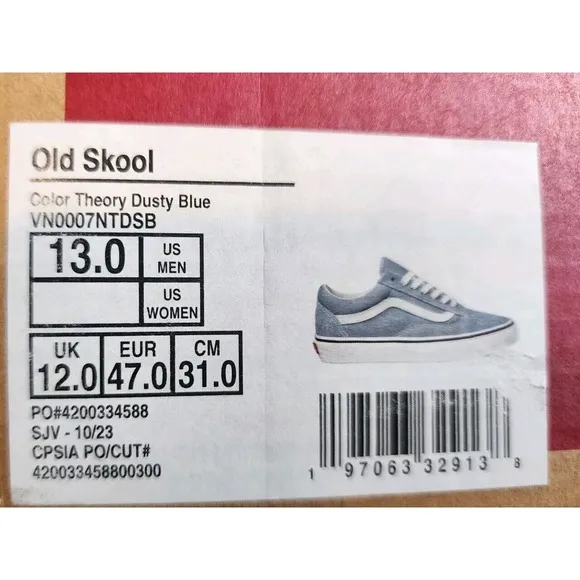 Vans Men Sz 13 Old Skool Knu Sneakers COLOR THEORY Dusty Blue Unc Baby Powder