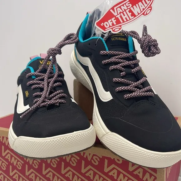 Vans Men’s Black and Blue Shoes Ultrarange ExoPop Color Black/MultiVN0A4U1KBML