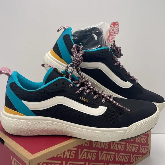 Vans Men’s Black and Blue Shoes Ultrarange ExoPop Color Black/MultiVN0A4U1KBML