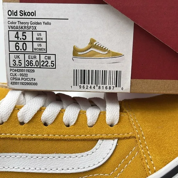 Vans Men’s Yellow Suede Sneakers Old SkoolColor Theory Golden YelloVN0A5KRSF3X