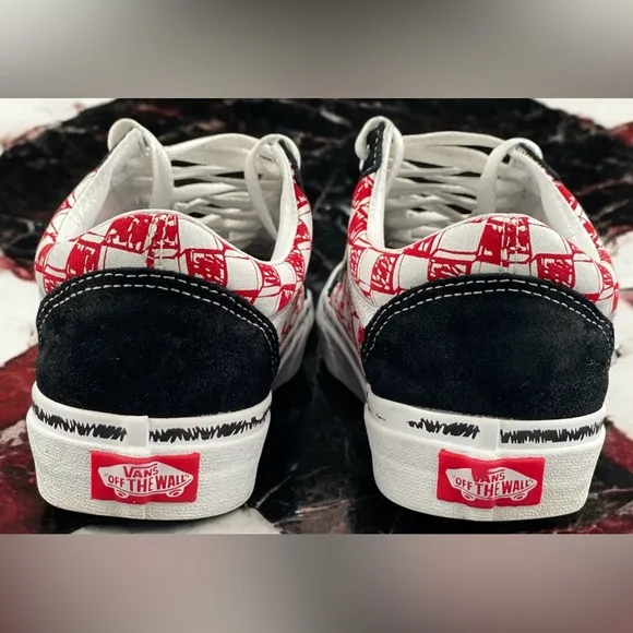 Vans Old Skool Checkerboard Black/Red/White Colorway Women Size 7.5 Men Size 6.0