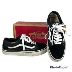 Vans Old Skool classic black suede canvas skate Size 8