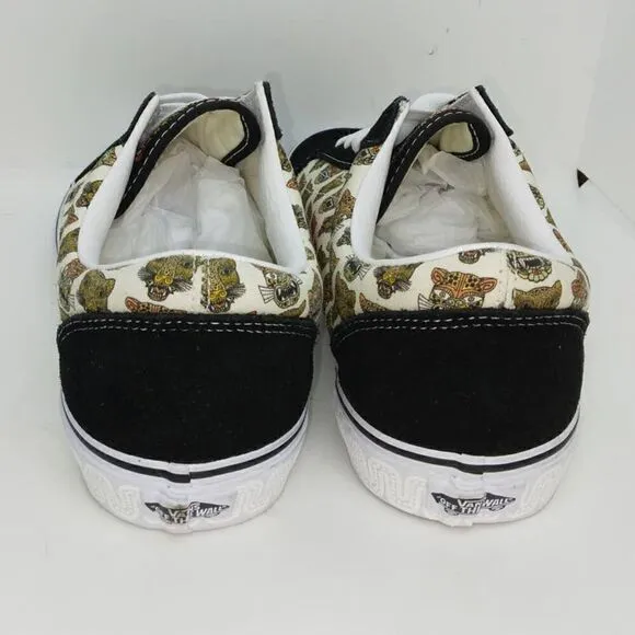 VANS Old Skool Mens NEW Black Suede Jaguar Print Sneakers - sz. 11 1/2 AWESOME!!