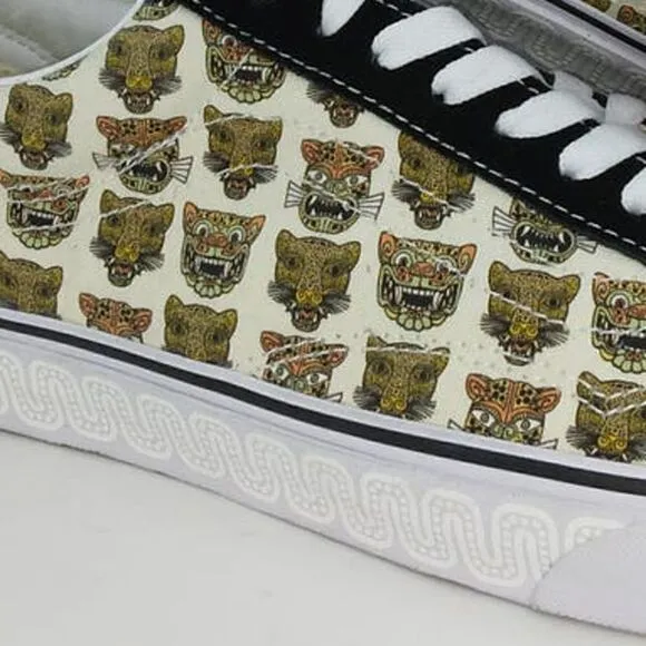 VANS Old Skool Mens NEW Black Suede Jaguar Print Sneakers - sz. 11 1/2 AWESOME!!