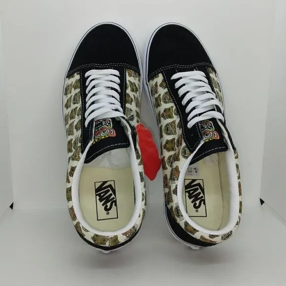 VANS Old Skool Mens NEW Black Suede Jaguar Print Sneakers - sz. 11 1/2 AWESOME!!