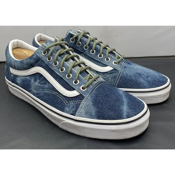 VANS Old Skool Off The Wall Blue Jean Acid Wash Denim Shoes Mens 11 Fast Ship