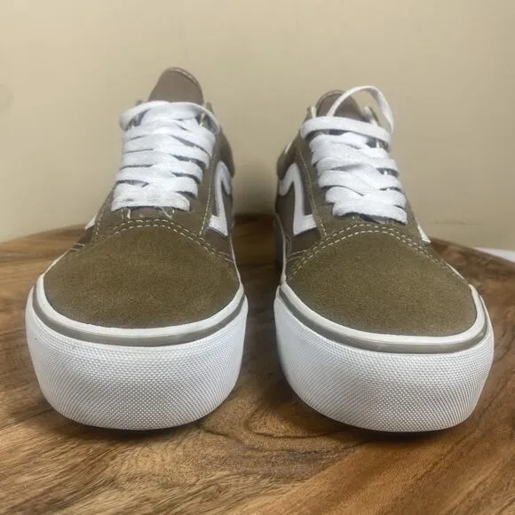 Vans Old Skool Off The Wall Womens Brown White Size 8.5 Platform Low Top Shoes