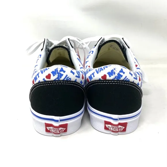 VANS Old Skool Skate Shoes Men Suede Black White Canvas Low Top Custom Alsu01240