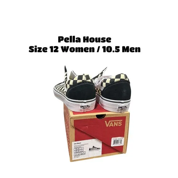 Vans Old Skool Skate Sneaker Shoes Black White Size Women 12 - Men 10.5