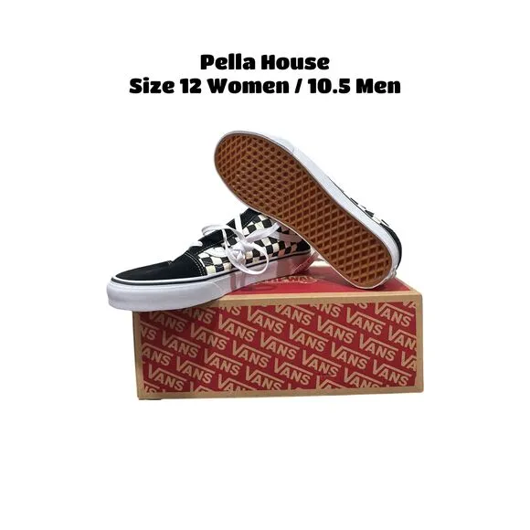 Vans Old Skool Skate Sneaker Shoes Black White Size Women 12 - Men 10.5