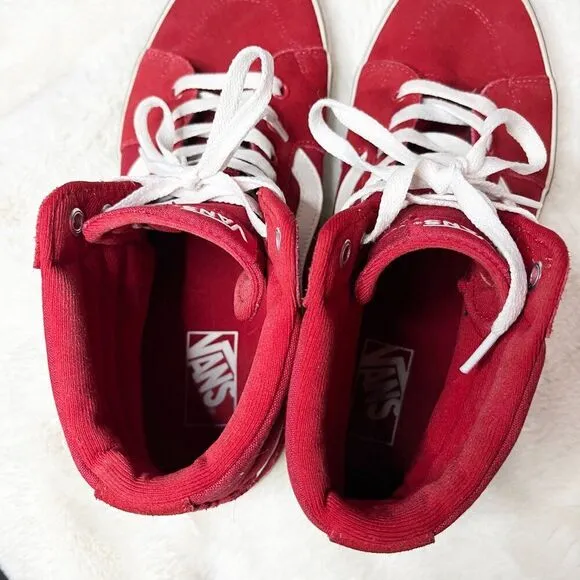 VANS Red Canvas Suede Filmore Hi Top Sneakers Size 10.5