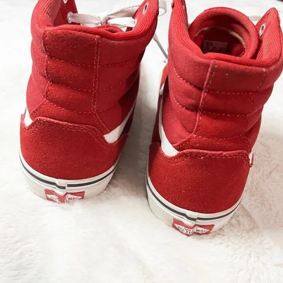 VANS Red Canvas Suede Filmore Hi Top Sneakers Size 10.5