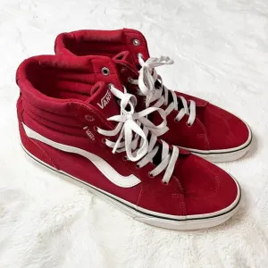 VANS Red Canvas Suede Filmore Hi Top Sneakers Size 10.5