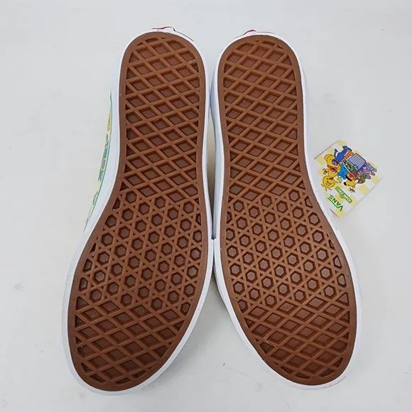 Vans Sesame Street Kids 3 Yellow Embroidered Elmo Logo Skateboarding Shoes Low