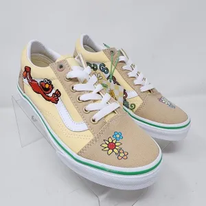 Vans Sesame Street Kids 3 Yellow Embroidered Elmo Logo Skateboarding Shoes Low