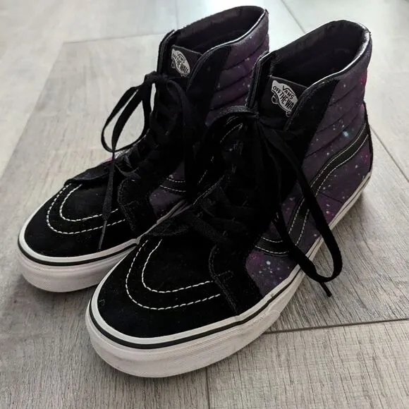 Vans Sk8 Hi Cosmic Galaxy Nebula Men’s 10 Suede Sneakers Black Purple