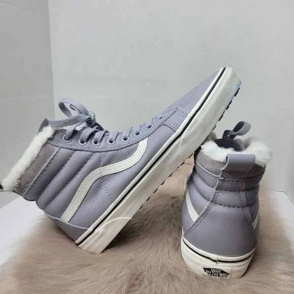 Vans Sk8 Hi Mte Leather Lilac Gray Womems Sneaker Shoes Size 9