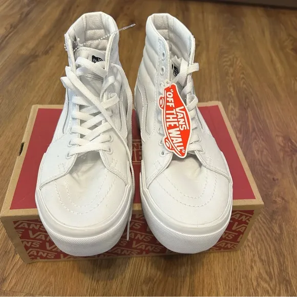 VANS sk8-hi top stacked white platform lace up shoes sneakers women’s 8.5 new