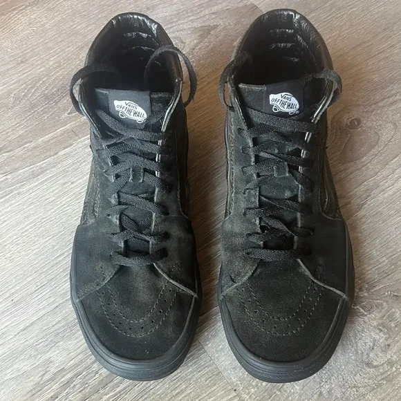 Vans Sk8 High Raven Skull Black/Black Suede Sneakers Mens 9 Womens 10.5
