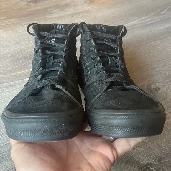 Vans Sk8 High Raven Skull Black/Black Suede Sneakers Mens 9 Womens 10.5