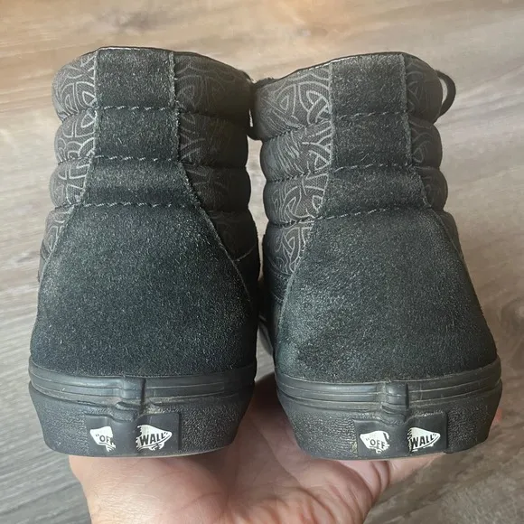 Vans Sk8 High Raven Skull Black/Black Suede Sneakers Mens 9 Womens 10.5