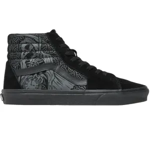 Vans Sk8 High Raven Skull Black/Black Suede Sneakers Mens 9 Womens 10.5