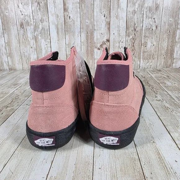 Vans Skateboarding High Top Sneakers Suede Pink Black Shoes Mens Size 10