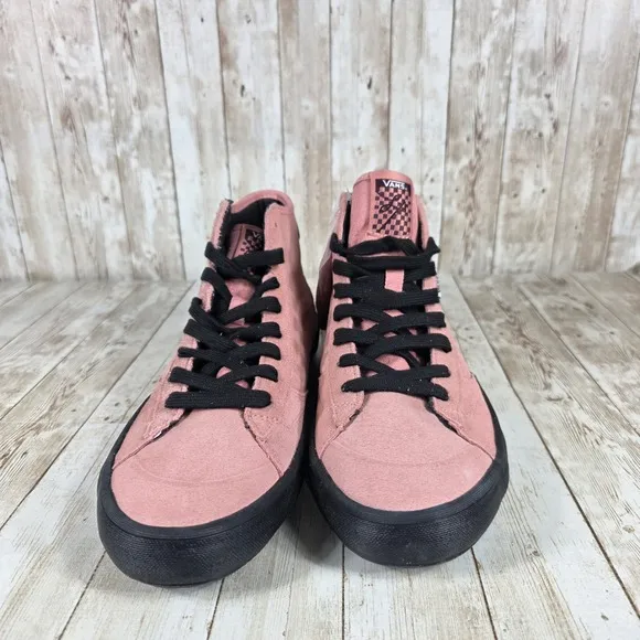 Vans Skateboarding High Top Sneakers Suede Pink Black Shoes Mens Size 10