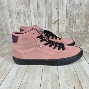 Vans Skateboarding High Top Sneakers Suede Pink Black Shoes Mens Size 10