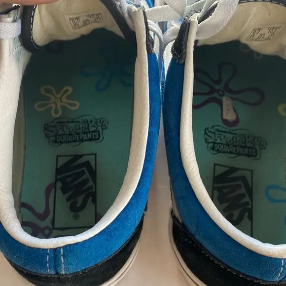 VANS Sponge Bob Blue/ Black Suede Leather Sneakers Size 9