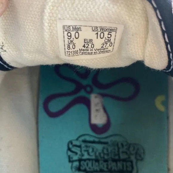 VANS Sponge Bob Blue/ Black Suede Leather Sneakers Size 9