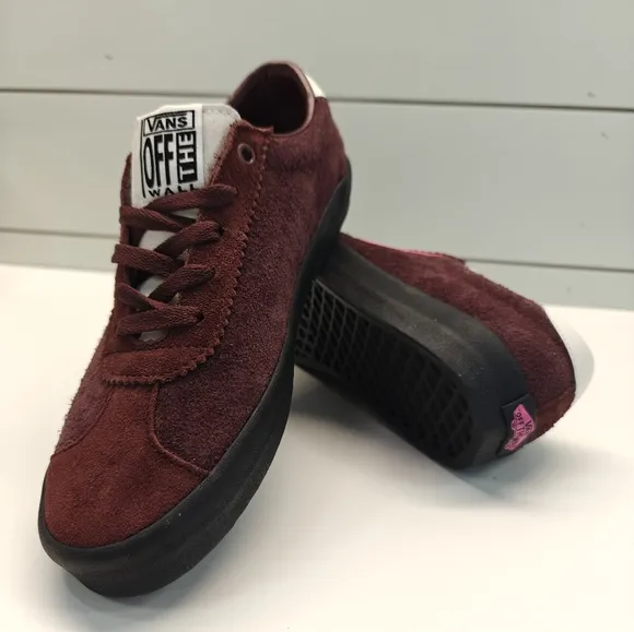 Vans Sport Low POP Brown Pink Burgundy Suede Casual Skateboard Sneakers Men's 7