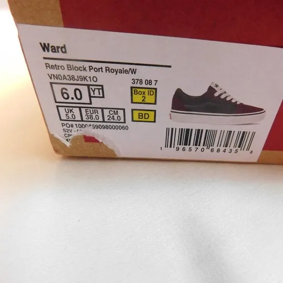 VANS Ward Suede/Canvas Port Royale /White Youth Kids Sneakers Size 6 New in Box