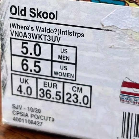 Vans Where’s Waldo? Old Skool sneakers LIMITED EDITION men’s 5 - women’s 6.5 NWT