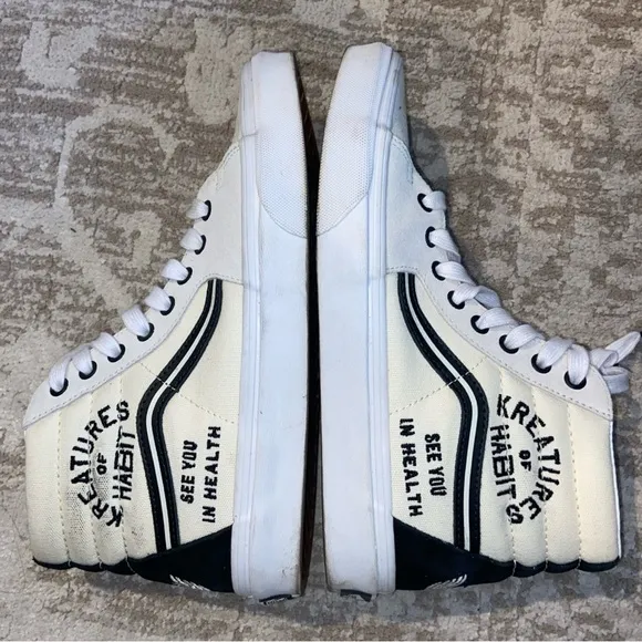 Vans White and Black Athletic High-Top Shoes Kreatures Habit Athletic Womens 8.5