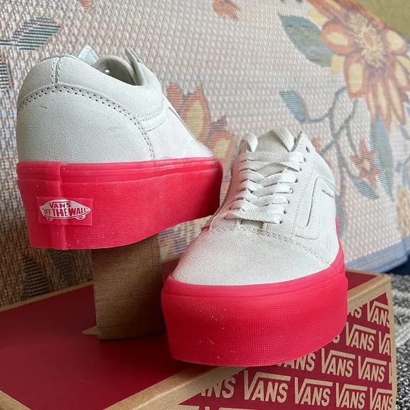 Vans WMNS Old Skool Stacked Suede Blanc De Blanc/PinkVN0A7Q5MCCSPlatforms