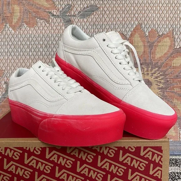 Vans WMNS Old Skool Stacked Suede Blanc De Blanc/PinkVN0A7Q5MCCSPlatforms