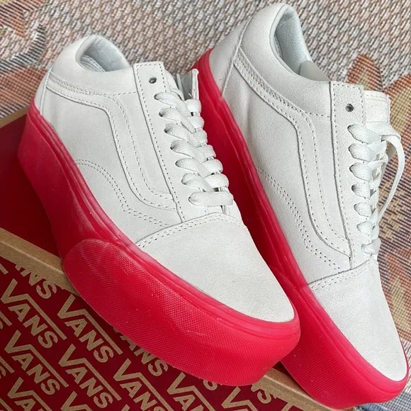 Vans WMNS Old Skool Stacked Suede Blanc De Blanc/PinkVN0A7Q5MCCSPlatforms
