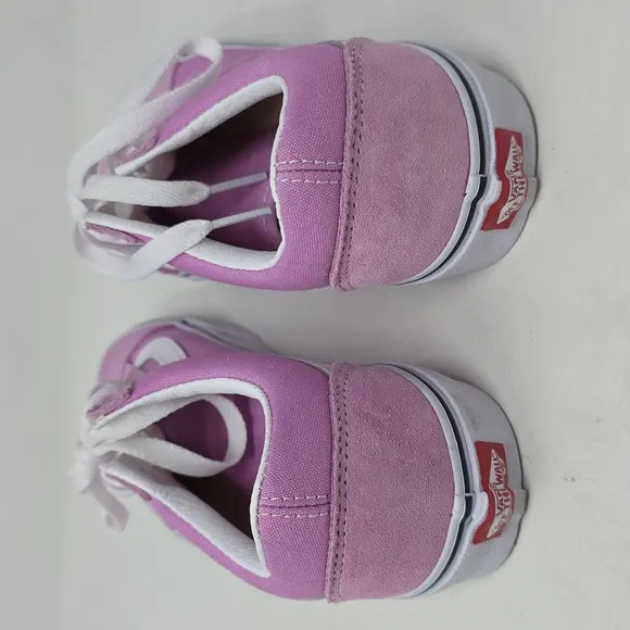 Vans Women's Pink and White Sneakers