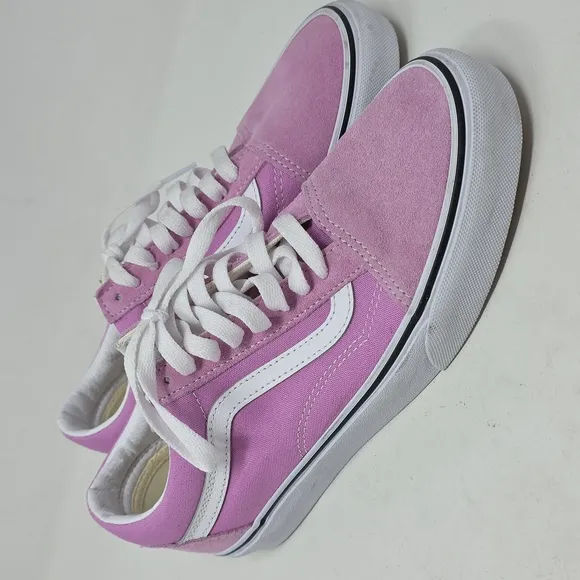 Vans Women's Pink and White Sneakers