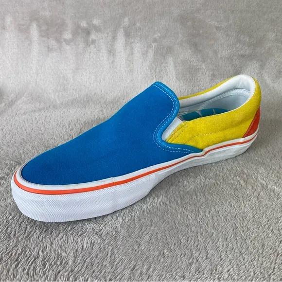 Vans X The Simpsons Mens Slip On Pro Sneaker Skate Shoe Size 9 Blue Suede NEW